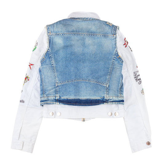 DSQUARED2 Tattoo Print Detachable Jacket with Denim Vest