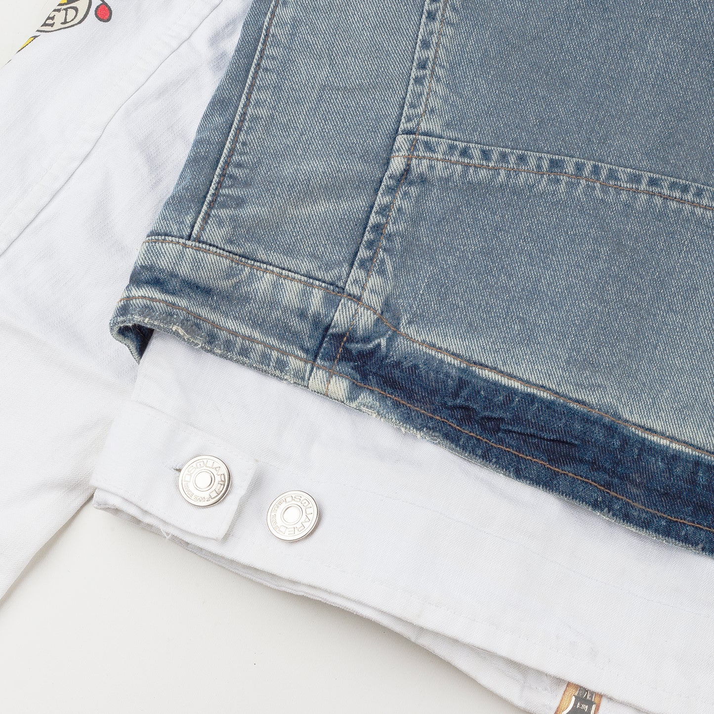 DSQUARED2 Tattoo Print Detachable Jacket with Denim Vest