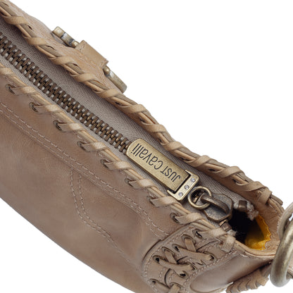 Just Cavalli Lace Up Beige Vintage Leather Bag