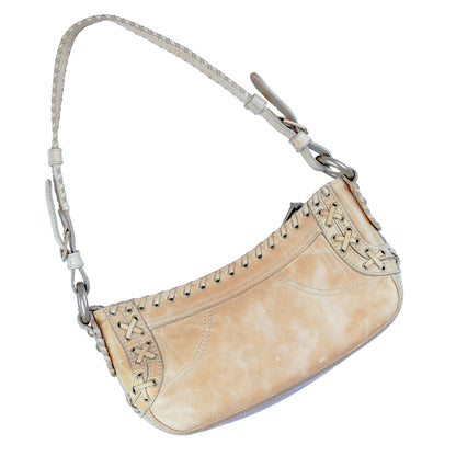 Just Cavalli Lace Up Beige Vintage Leather Bag