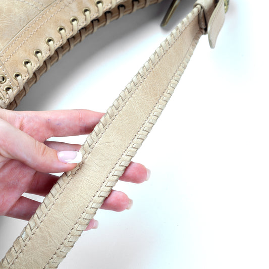 Just Cavalli Lace Up Beige Vintage Leather Bag