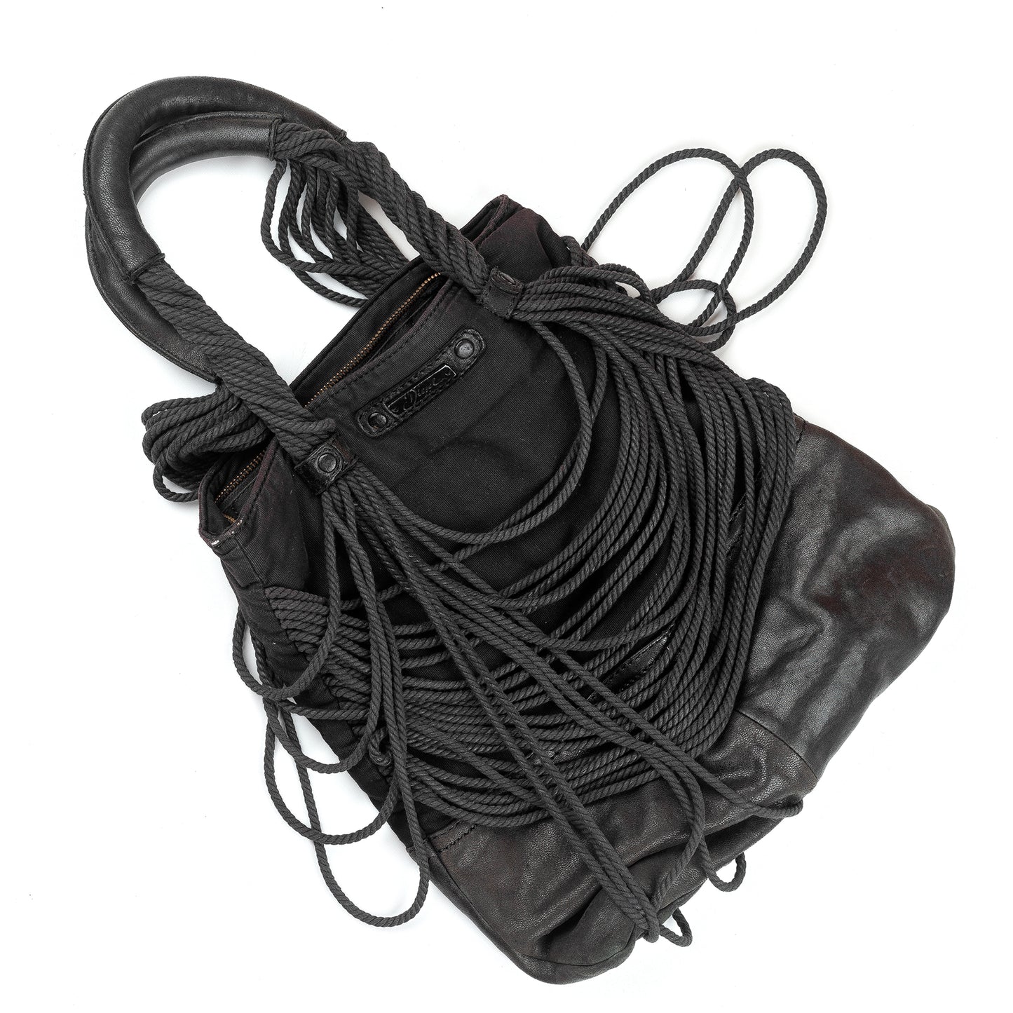 RARE Diesel Strings Black Leather Bag