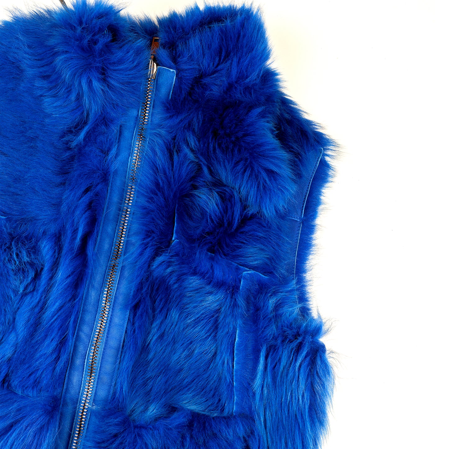 Dirk Bikkembergs Reversible Vintage Blue Fur Vest (S)