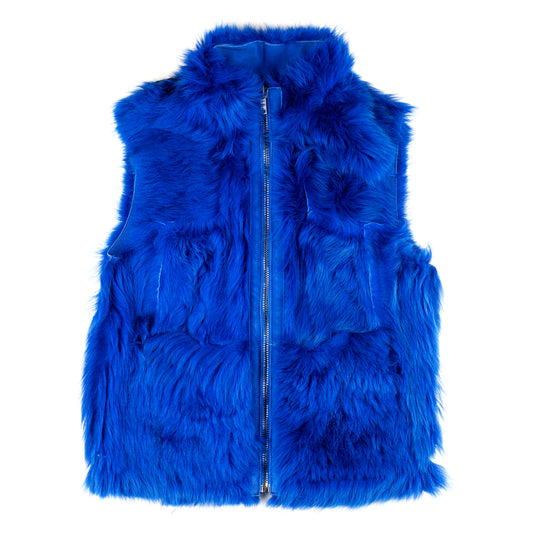 Dirk Bikkembergs Reversible Vintage Blue Fur Vest (S)