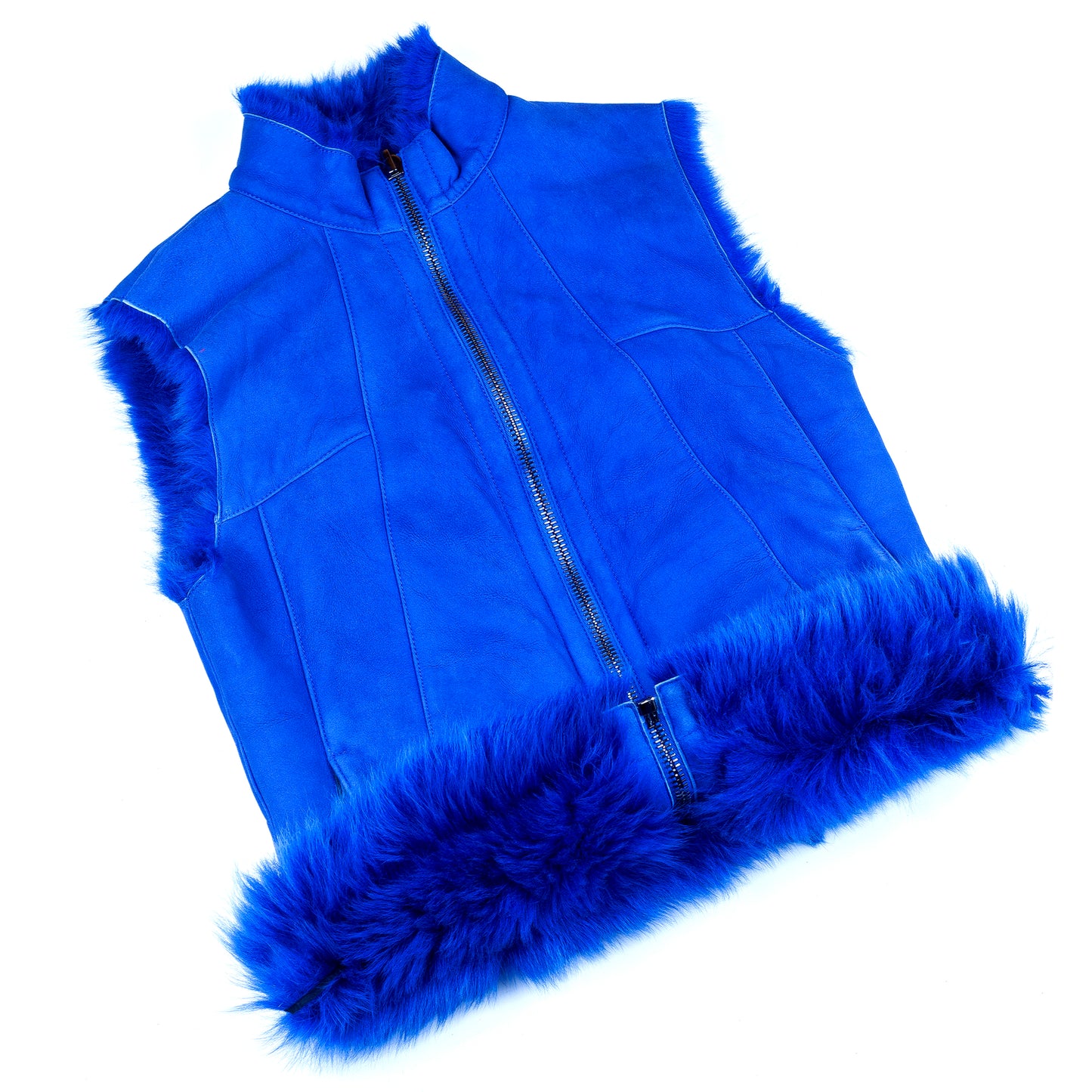 Dirk Bikkembergs Reversible Vintage Blue Fur Vest (S)