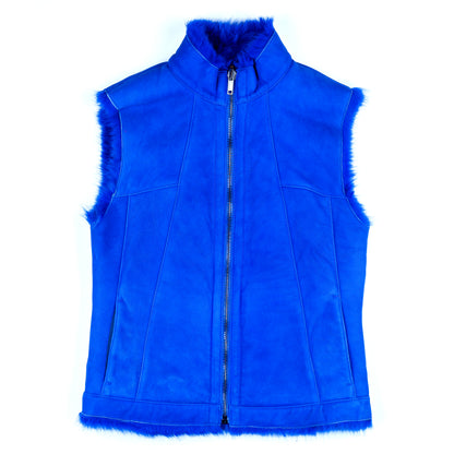 Dirk Bikkembergs Reversible Vintage Blue Fur Vest (S)