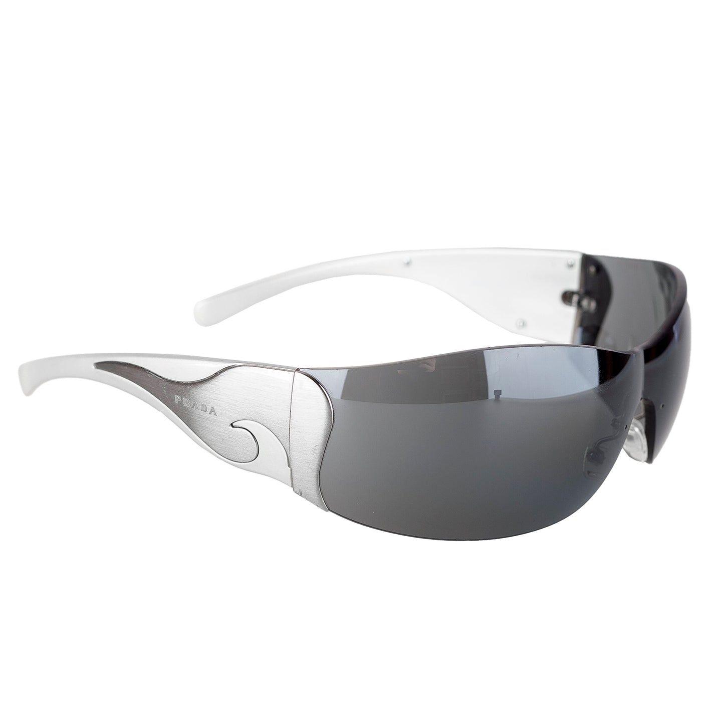 Prada SPR 58F Mask Shield Silver Sunglasses