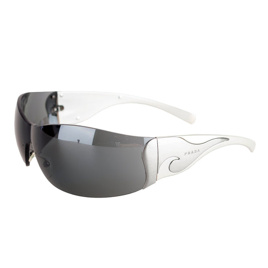 Prada SPR 58F Mask Shield Silver Sunglasses