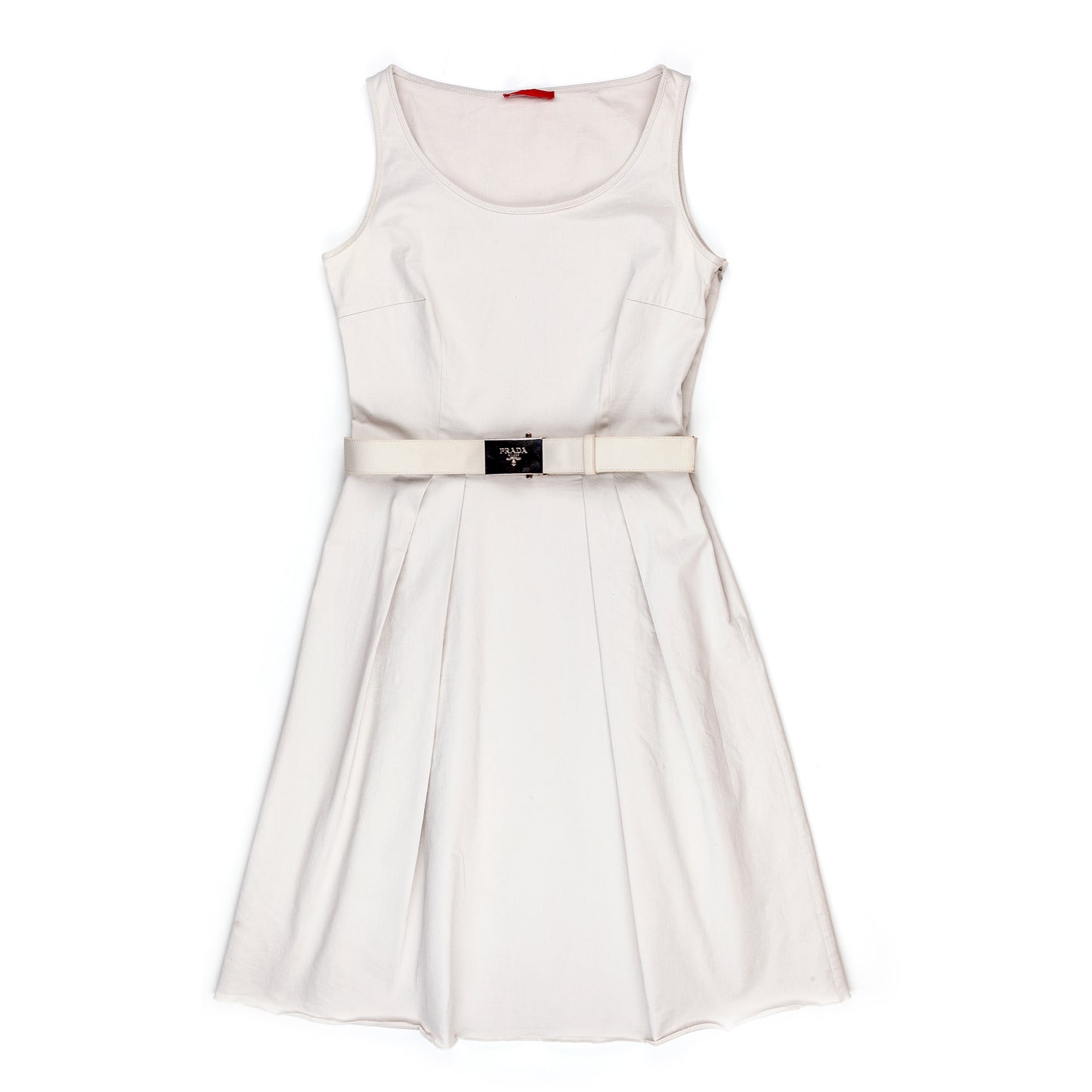 Prada Beige Fit and Flare Midi Vintage Dress with Belt (M)