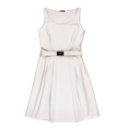 Prada Beige Fit and Flare Midi Vintage Dress with Belt (M)