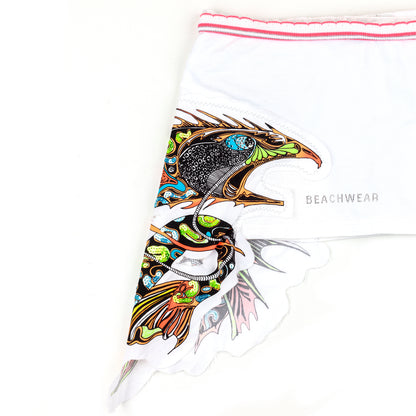 Just Cavalli Beachwear White/Pink Beach Tattoo Vintage  Print Set (M)