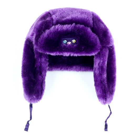 Diesel Aviator Vintage Ushanka Purple Fur Hat