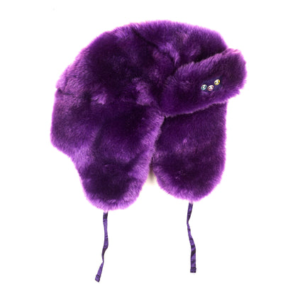 Diesel Aviator Vintage Ushanka Purple Fur Hat