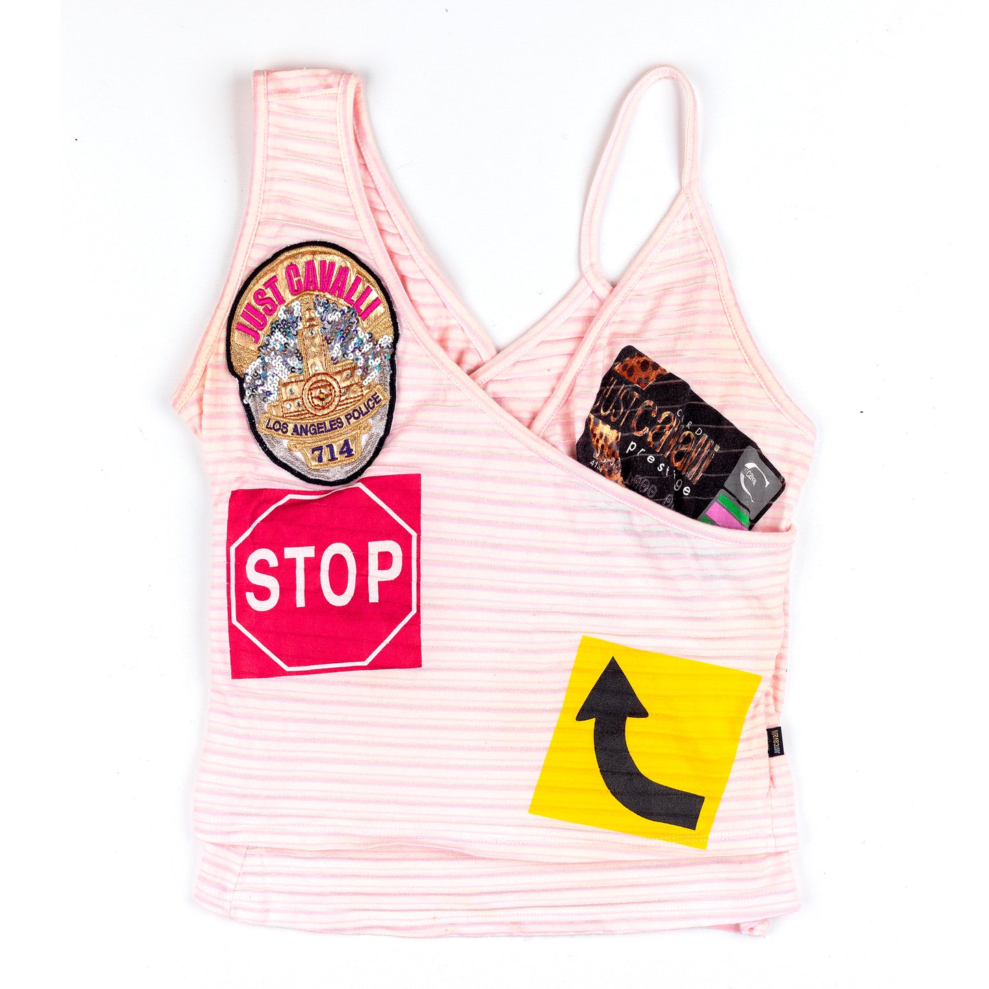 Just Cavalli Traffic Signs Asymmetrical Vintage Tank Top (XS)