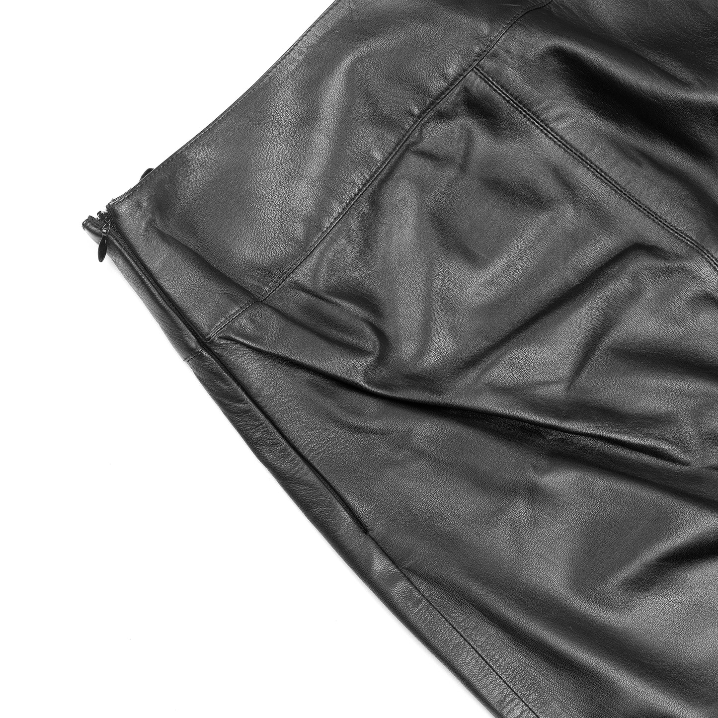 Prada Black Leather Knee Length Vintage Skirt (M)