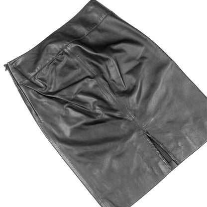 Prada Black Leather Knee Length Vintage Skirt (M)