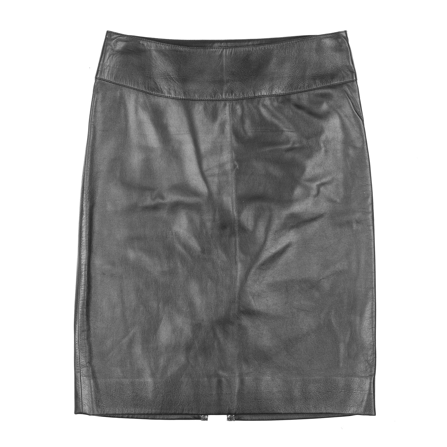 Prada Black Leather Knee Length Vintage Skirt (M)