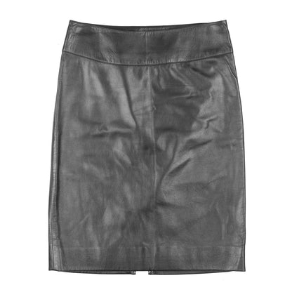 Prada Black Leather Knee Length Vintage Skirt (M)