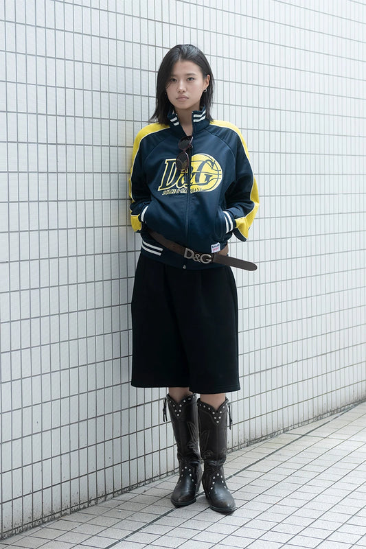 Dolce & Gabbana Blue Track Jacket with Yellow Mesh Stripes - Lakers Inspired
