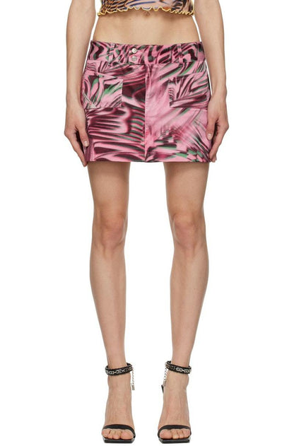 Diesel Industry Psychedelic Pink Swirl Print Mini Skirt