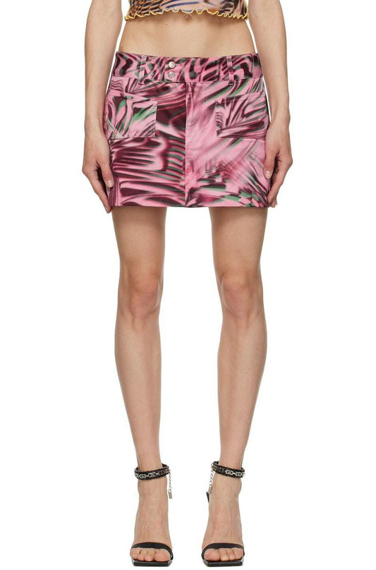 Diesel Industry Psychedelic Pink Swirl Print Mini Skirt