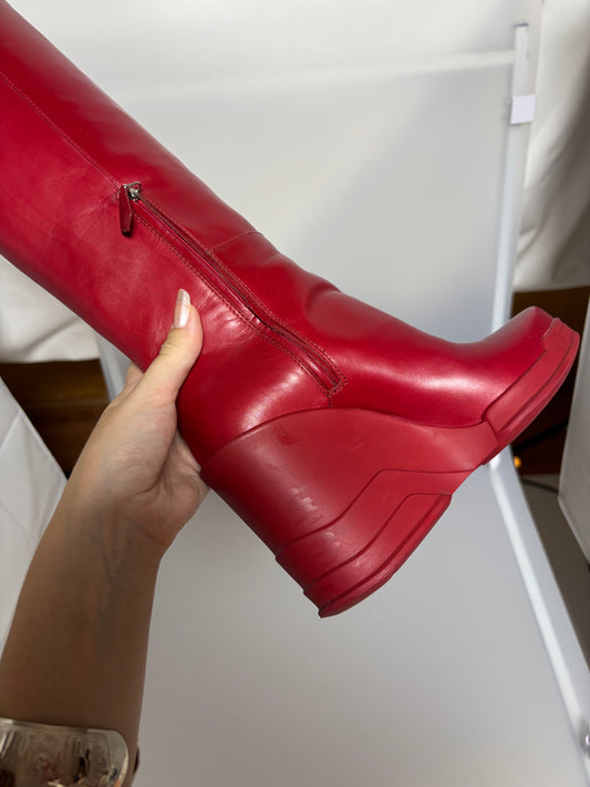 Prada Red Wedge Boots - Fall/Winter 2014 (EU 36)