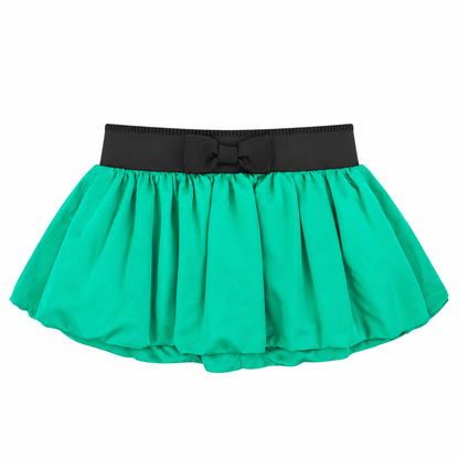 D&G Dolce & Gabbana Emerald Green Satin Bubble Mini Skirt