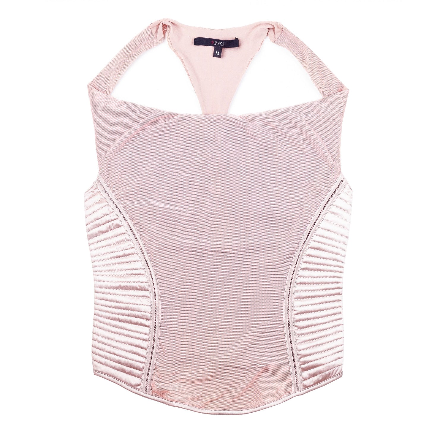 Gucci Bustier Soft Pink Mesh/Satin Top