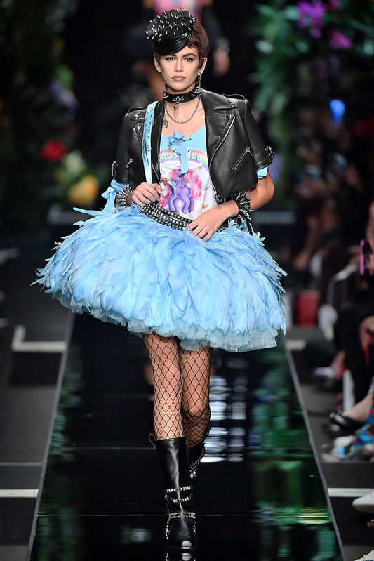 Moschino Couture SS 2018 Blue my Little Pony Print Lace-Up Detail Top