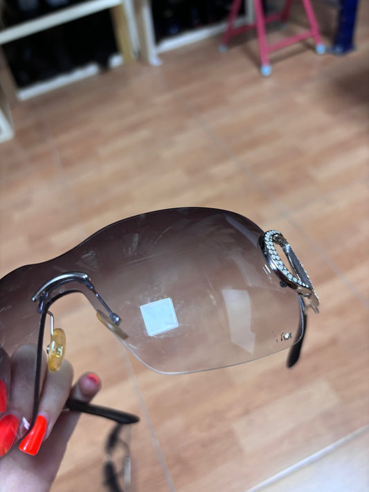 Dior DIORLY 1 Purple Gradient Vintage Shield Sunglasses