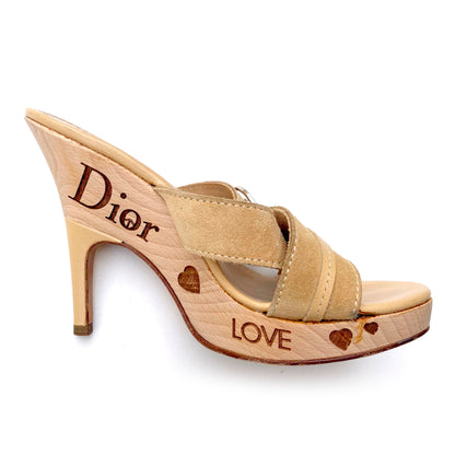 Dior Suede “Love Peace” Wood Sandals