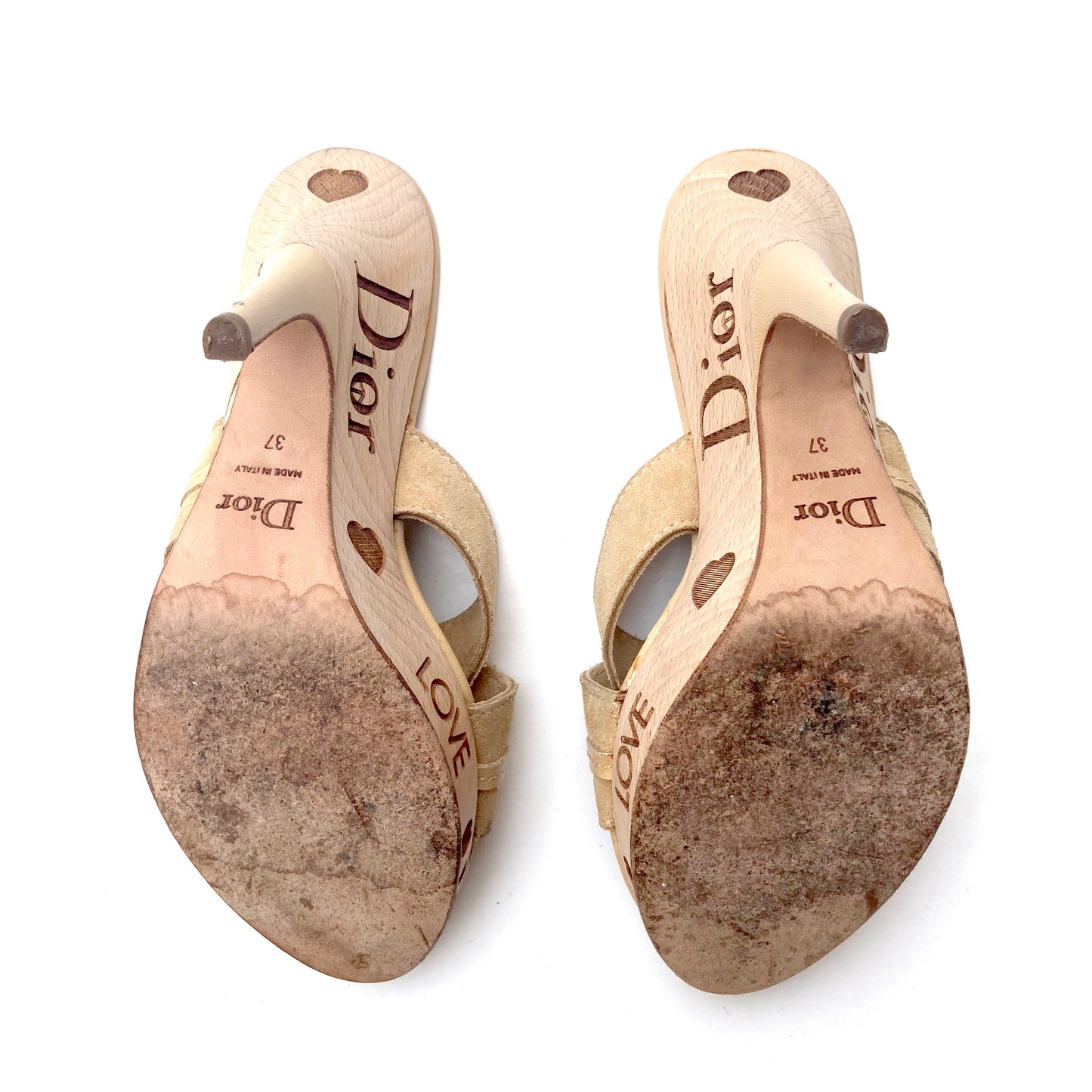 Dior Suede “Love Peace” Wood Sandals