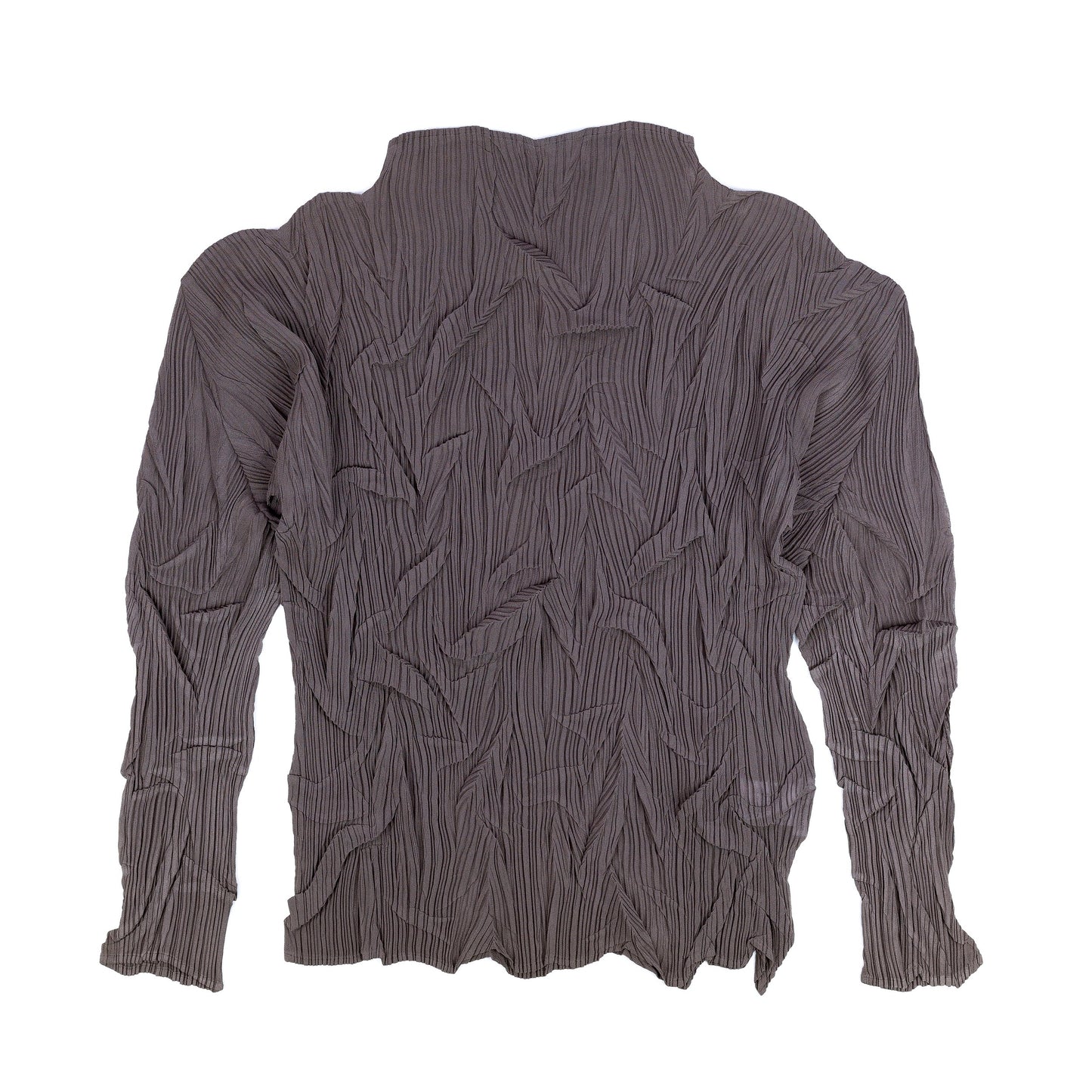 Issey Miyake Pleats Please Greenish Brown Long Sleeved Shirt