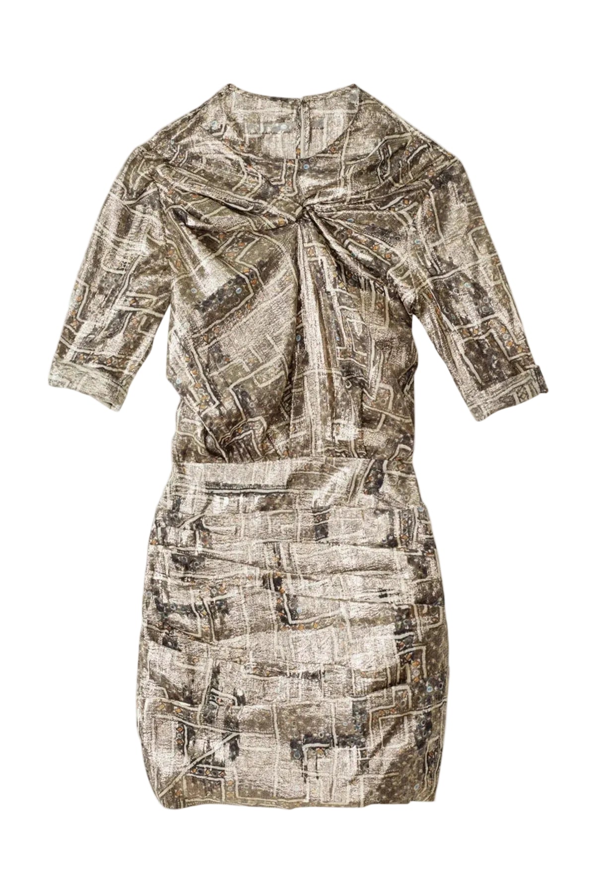 Isabel Marant pour H&M Metallic Silk Printed Cut-Out Dress