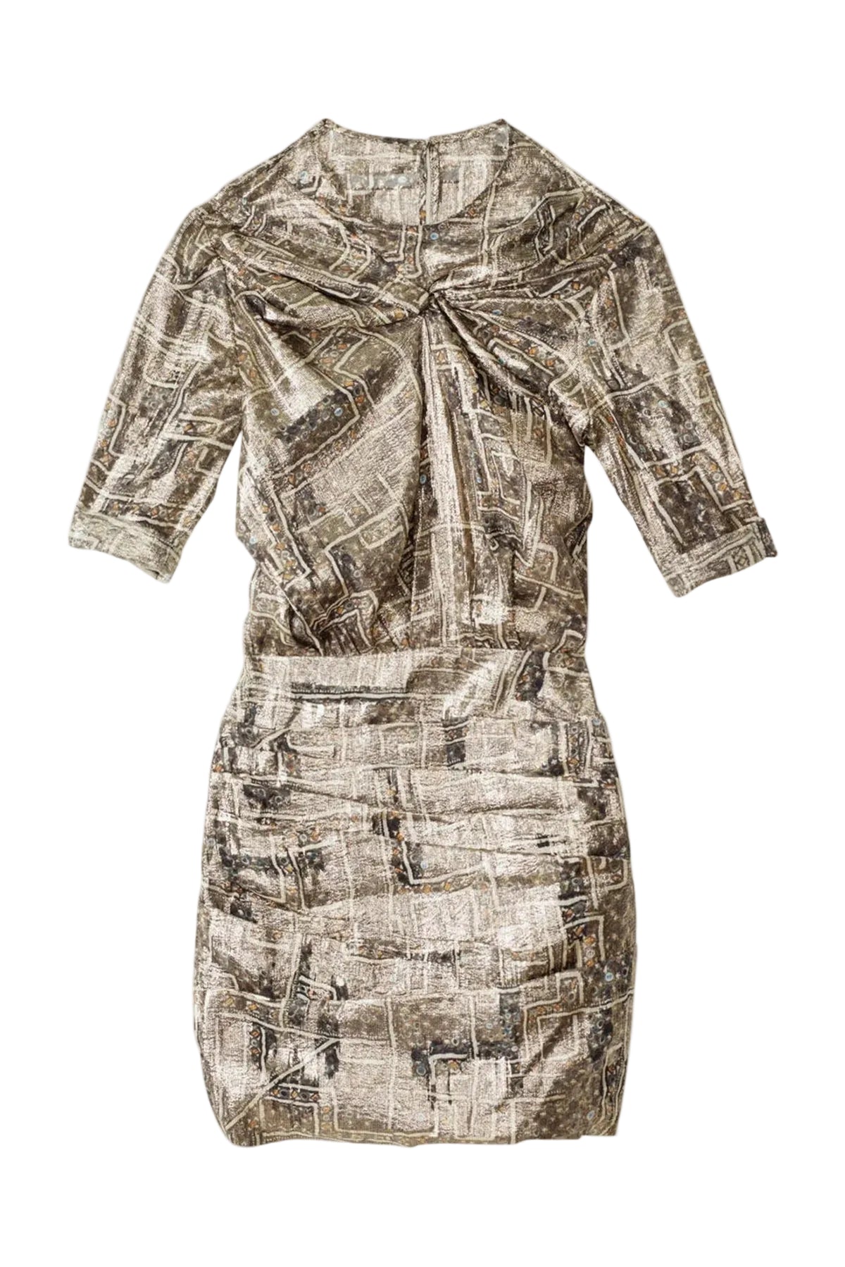 Isabel Marant pour H&M Metallic Silk Printed Cut-Out Dress