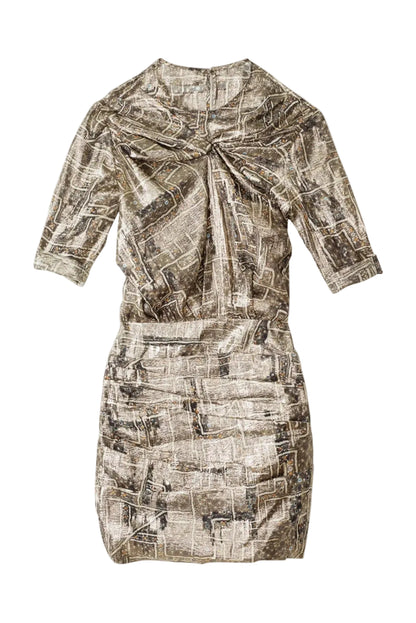 Isabel Marant pour H&M Metallic Silk Printed Cut-Out Dress