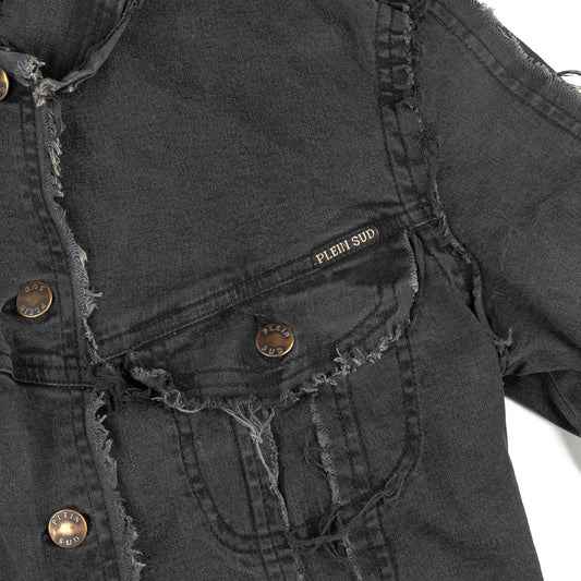 Plein Sud Dark Distressed  Vintage Denim Jacket (S)