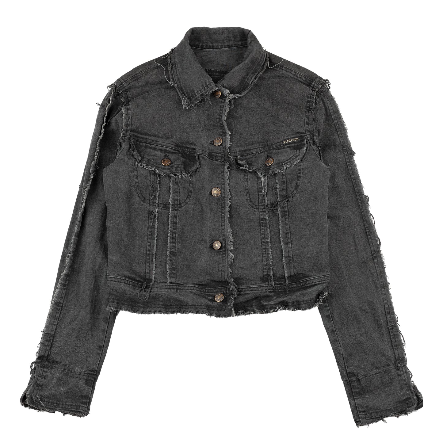 Plein Sud Dark Distressed  Vintage Denim Jacket (S)