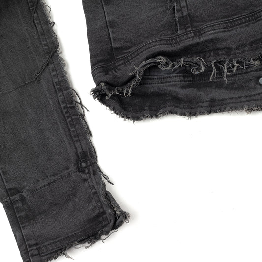 Plein Sud Dark Distressed  Vintage Denim Jacket (S)