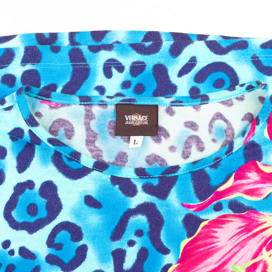 Versace Jeans Couture Blue Cheetah Vintage T-Shirt (L)