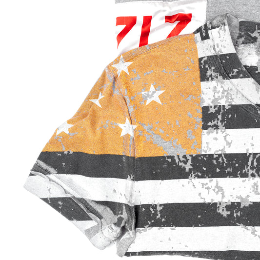 Dolce & Gabbana Vintage Grey Distressed US Flag T-Shirt (S)