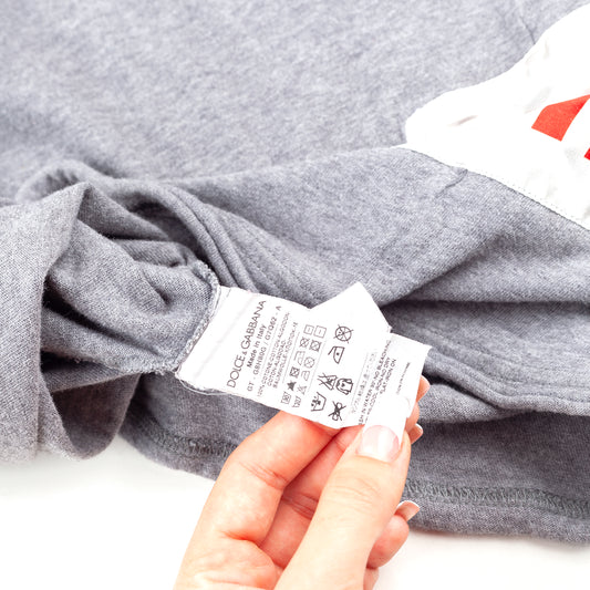 Dolce & Gabbana Vintage Grey Distressed US Flag T-Shirt (S)