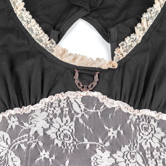 Lip Service Vintage Lolita Goth Apron Lace Dress (M)