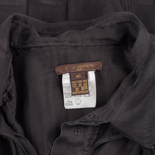 Louis Vuitton LV Vintage Black Pleats Silk Shirt (M)