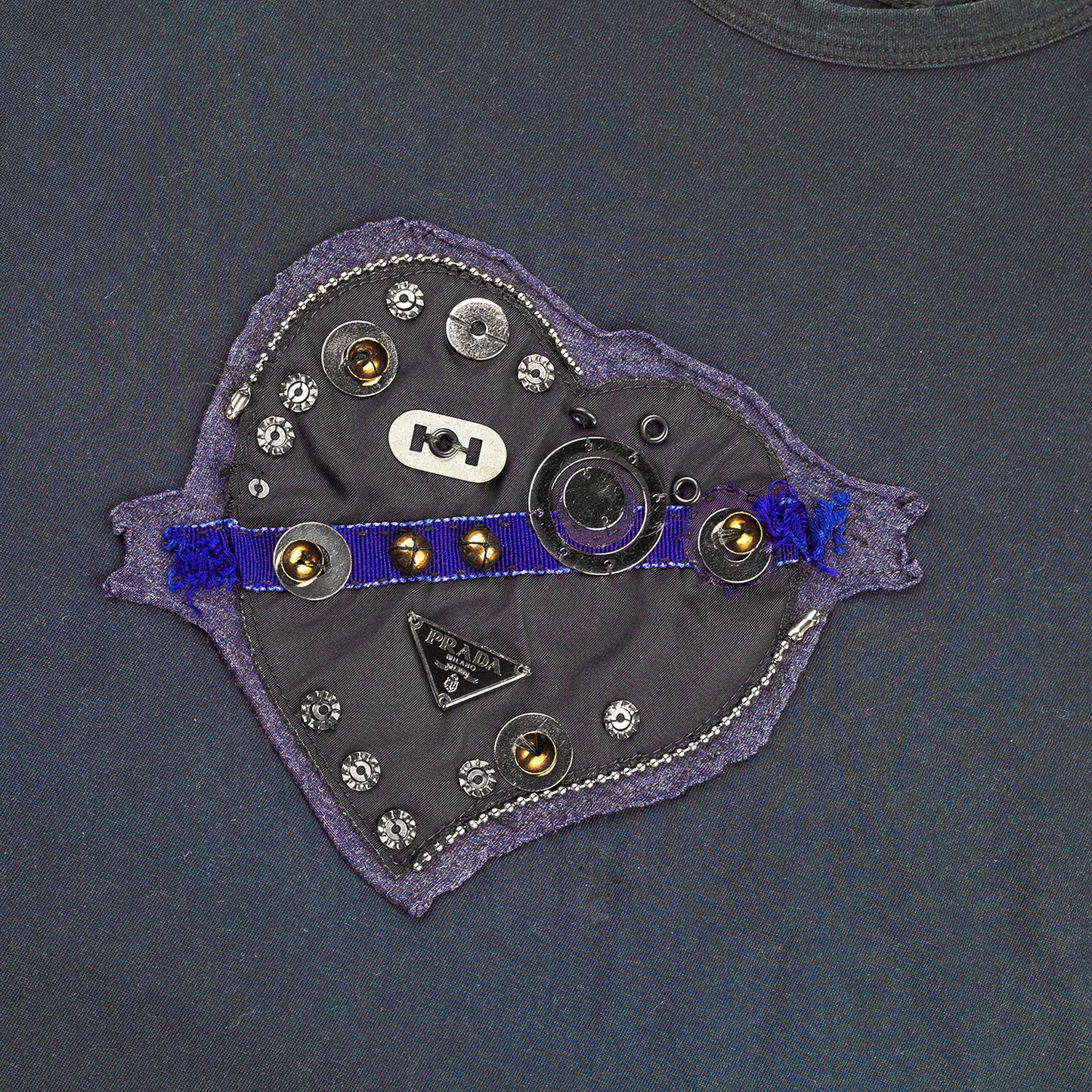 Prada Milano Vintage Navy Blue Heart T-Shirt (M)