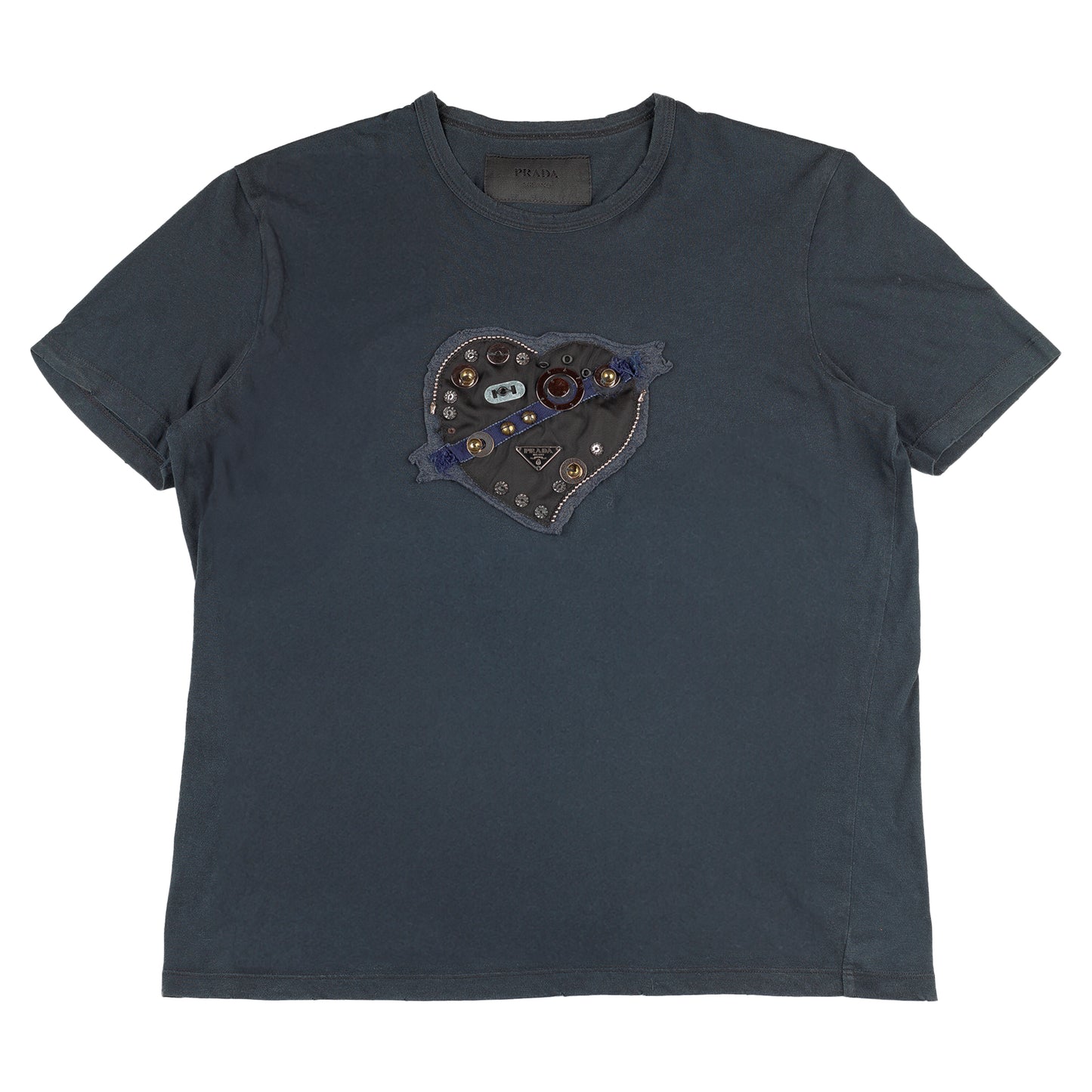 Prada Milano Vintage Navy Blue Heart T-Shirt (M)