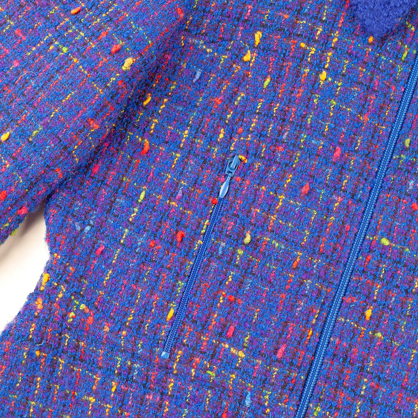 Kenzo Jungle Vintage Blue Tweed Wool Cropped Jacket (M)
