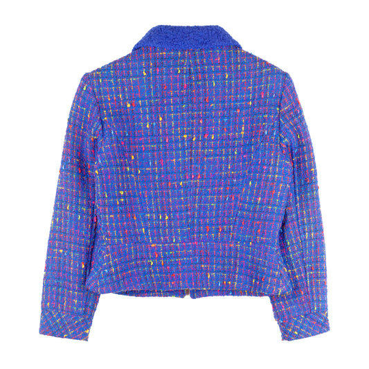 Kenzo Jungle Vintage Blue Tweed Wool Cropped Jacket (M)