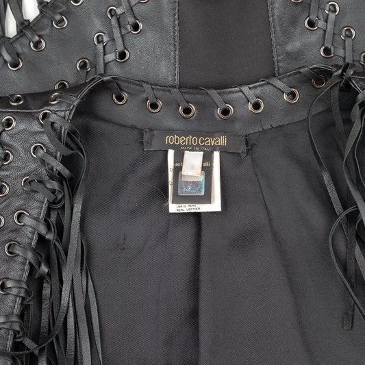 Roberto Cavalli Cowboy Black Cropped Jacket (S)