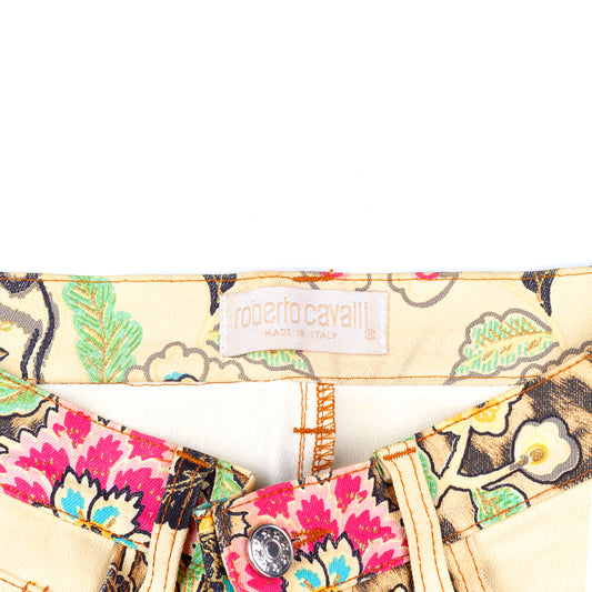 Roberto Cavalli Spring/Summer 2003 Floral Chinoiserie Jeans (S)